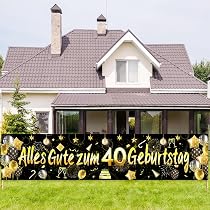 40. Geburtstag Türbanner – Gold & Schwarz – 90 X 180 Cm – Vinyl-Stoff Mit Ösen – Für Party-Deko