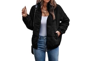 ASOMI Jacke Damen Kuschelige Fleecejacke Übergangsjacke Gefüttert Langarm Reißverschluss Herbst-Wintermantel mit Taschen