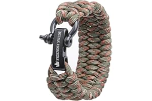 The Friendly Swede Bracelet de Survie Trilobite en Paracorde avec Maillon d'attache Noir en Acier Inoxydable - Idéal pour Randonnée, Camping et Toute Situation d'urgence