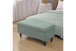 Highdi Stretch Ottoman Cover Rectangle, Soft Elastic Ottoman Slipcover Folding Ottoman Storage Bench Covers Washable Footstool Protector Covers for Living Room (120-160cm,Sage Green)