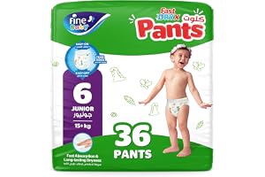 Fine Baby Fast Dry Pants Size 6 Junior 15kg+ 36 Diapers