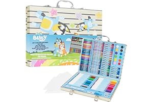 Bluey Maletin Pinturas para Niños, Más de 140 Piezas de Arte para Viaje o Escuela (Estuche Azul)