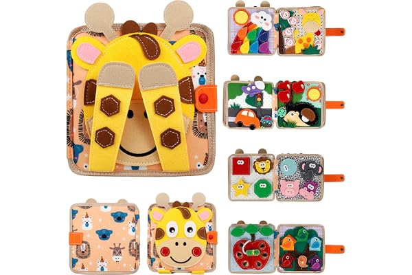 HuhWafee Planche d'activité Montessori en feutre souple - Jouet sensoriel pour bébé Activités dès 1 an