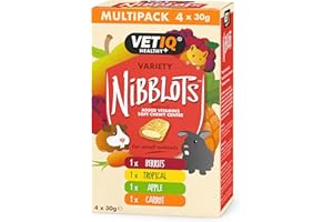 VETIQ Nibblots Treats Variety Pack with Added Vitamins in a Soft Chewy Centre for Small Animals, Suitable For Rabbits, Guinea Pigs & Hamsters, 30 g (Pack of 4)