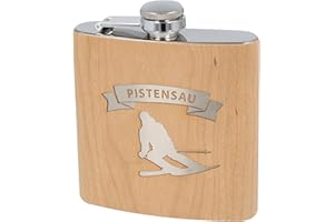 ‎SPRUCHREIF Spruchreif | Flachmann aus Edelstahl mit Gravur „Pistensau“ – Originelles Geschenk für Ski- & Snowboard-Fans | Perfekt für Après-Ski & Winterabenteuer