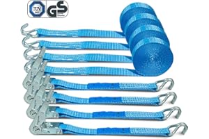 AUTOFONDER Ratchet Straps With Hooks 4pack, 35mm*6m Tie Down Straps, 2000kg Break Strength，Heavy Duty Ratchet Strap For Car Roof Rack Straps,Surfboard, Motorcycle, Luggage Staps