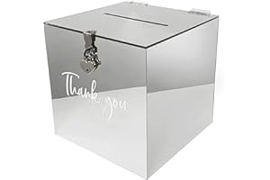 MCTIES Chili Originals Acrylic Gift Card Box for Wedding | Wishing Well Wedding Card Box | Money Box with Heart Lock | Letter Box for Guest Gifts, Thank You Cards, Congratulations | Decorative Letter Box