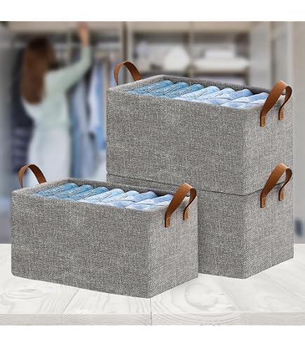 BEYONDY Collapsible Fabric Storage Bin With Drawstring - Gray, Medium (14.2" X 10.2" X 6.7") - View #2