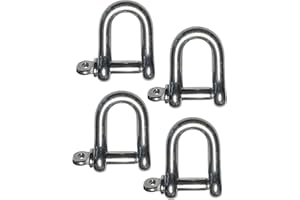 US STAINLESS 4 Pieces Stainless Steel 316 Forged D Shackle Marine Grade 5/16" Dee