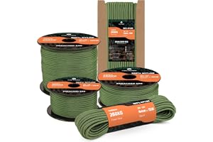 550 Paracord 4mm 50m Typ III Nylonrep 7 Trådar Cord | Stöd 250kg (550lbs), 100% Nylon, Durable, UV Resistant, MIL-SPEC, Utomh
