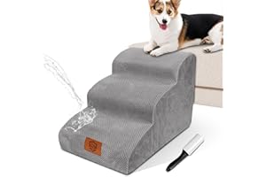 Zvonema Impermeabile scaletta per Cani,Scala per Cani 3 Livelli,scalette per Cani Letto,Spugna di Alta qualità, per la prevenzione delle lesioni, rampa per Cani Antiscivolo, Lavabile