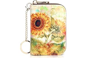 APHISON Credit Card Holder for Women Card Case RFID Blocking Ladies Cute Cartoon Artistic Coin Purses Small Wallet Pouch for Girls/Kids 10 Card Slots Gift Sunflower