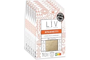 LIV HAPPY FOOD LÏV Happy Food - Spaghettis de Konjac - Pâtes sans gluten - Pâte Konjac - Vegan, Gluten Free, Faible en calorie - Box de 6 paquets x 200g