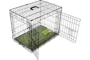 Bunny Business Metal Dog Crate 2 Doors with Bedding and Lint Rollers, XXL, 48-inch, Black