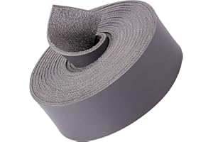 GORGECRAFT 2 Metro di Cordoncino in Pelle Piatto 25 mm di Larghezza Cinturino in Pelle 1.8 mm di Spessore Strisce di Finta Pelle A Grana su Un Lato per Progetti Artigianali Fai-da-Te Collari, Grigio