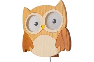 ‎CLEVERE KIDS BABY-COLLECTION Clevere Kids Kinder-Wandlampe Alle meine Tiere | Handarbeit aus der EU | hochwertige Leselampe, Nachtlicht aus Holz | E14 (Eule natur)