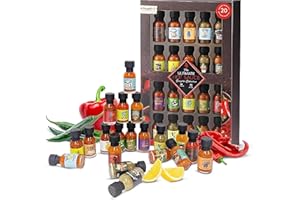 Topline Ultimate Hot Sauce Gift Set – Sampler Collection of 20 Spicy Chilli Sauce Heat Pack for for BBQ, Burgers, Tacos - Christmas Eve Gift Set for Men and Women - Fun Spicy Stocking Fillers