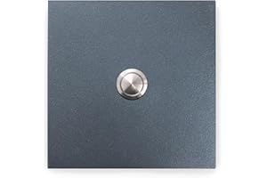 KTC-Home Sonnette de porte de qualité supérieure - Anthracite - Bouton poussoir bombé - Dimensions : 11 x 11 cm - RAL 7016 - Résistant aux UV et aux intempéries - Revêtement par pulvérisation