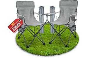 Stagecaptain CSB-5282 Lot de 2 fauteuils de Camping Pliables avec Porte-Boisson, Poche latérale et Sac de Transport. Imperméables, Parfaits pour Camping, Festival, Jardin et Plage.