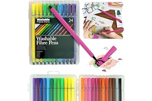 HOVUK Faserstifte für Kinder, Filz-Marker mit Faserspitze – Malstifte, stationäres Set, Kunst- und Bastelbedarf für Kinder, Markergröße – 17,5 cm (24 Stück Farbstifte)