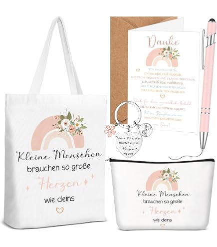 Xuniea Geschenkset Für Lehrer - Kosmetiktasche & Schlüsselanhänger Mit Dankessprüchen, Für Abschluss & Jubiläum