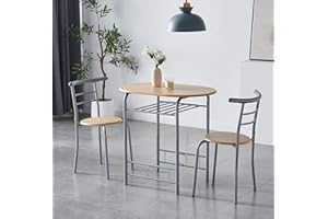mcc direct Dining Table and Chairs Set Metal Wood Effect Kitchen Table Dining Chairs Barley (Natural)
