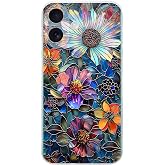 PrintiFy iPhone 16 Plus ile Uyumlu Vitray M&uuml;cevher Flora Tasarımlı Şeffaf Silikon Kılıf