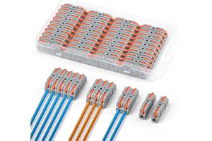 NEUTYPECHIC 40 Pièces Connecteur Electrique Rapide avec Levier, 0.08-4 mm² Dominos Electriques PA, PC Ignifuge, 1-Fil 2-Entrées Librement Combiné, Connecteurs de Fils Electriques pour Usine, Chantier