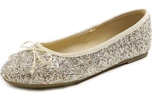 Feversole Women's Memory Foam Cushion Glitter Ballet Flat,Mémoire Coussin en Mousse de Femmes Ballerine de Tige Brillante Plat