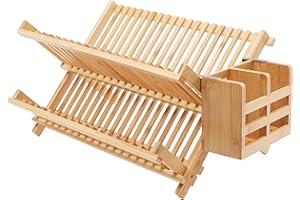 Scolapiatti In Legno Bambù Legno Naturale Pieghevole Salvaspazio Moder - Foto 6