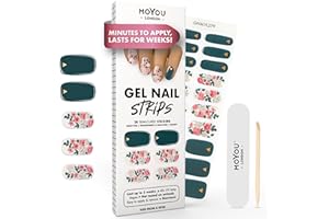 MOYOU LONDON Autocollants auto-adhésifs pour ongles en Gel Semi-durci, lampe UV/LED requise, 20 enveloppes de vernis à ongles en Gel, autocollants pour Nail Art - Kiss from a rose