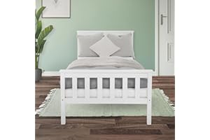 ‎ML DESIGN MODERN LIVING ML-Design Holzbett 90x200 cm Weiß, Kiefernholz, Massivholz Bettgestell mit Lattenrost und Füße, Einzelbett mit Kopf- und Fußteil, Bett für Kinder und Erwachsene, Kinderbett Jugendbett Massivholzbett