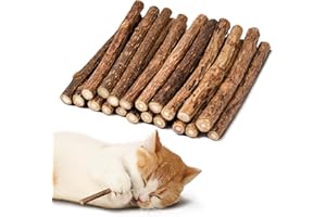 Adiwo Palitos de Hierba Gatera Matatabi - 20pcs Juguete para Masticar y Cuidado Dental de Gatos, 8-10 mm