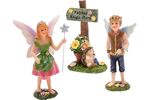 PRETMANNS Fairies for Garden - Fairy Garden Ornaments for Outdoor - Fairies Figurines for Fairy Garden - Prince & Princess Garden Fairies - Fairy Garden Accessories, 3 Pieces