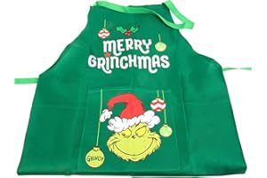 Fizz Creations Delantal de Navidad del Grinch. Cuenta con el diseño del Grinch con lema festivo de Merry Grinchmas. Producto oficial de The Grinch, verde, Taille unique