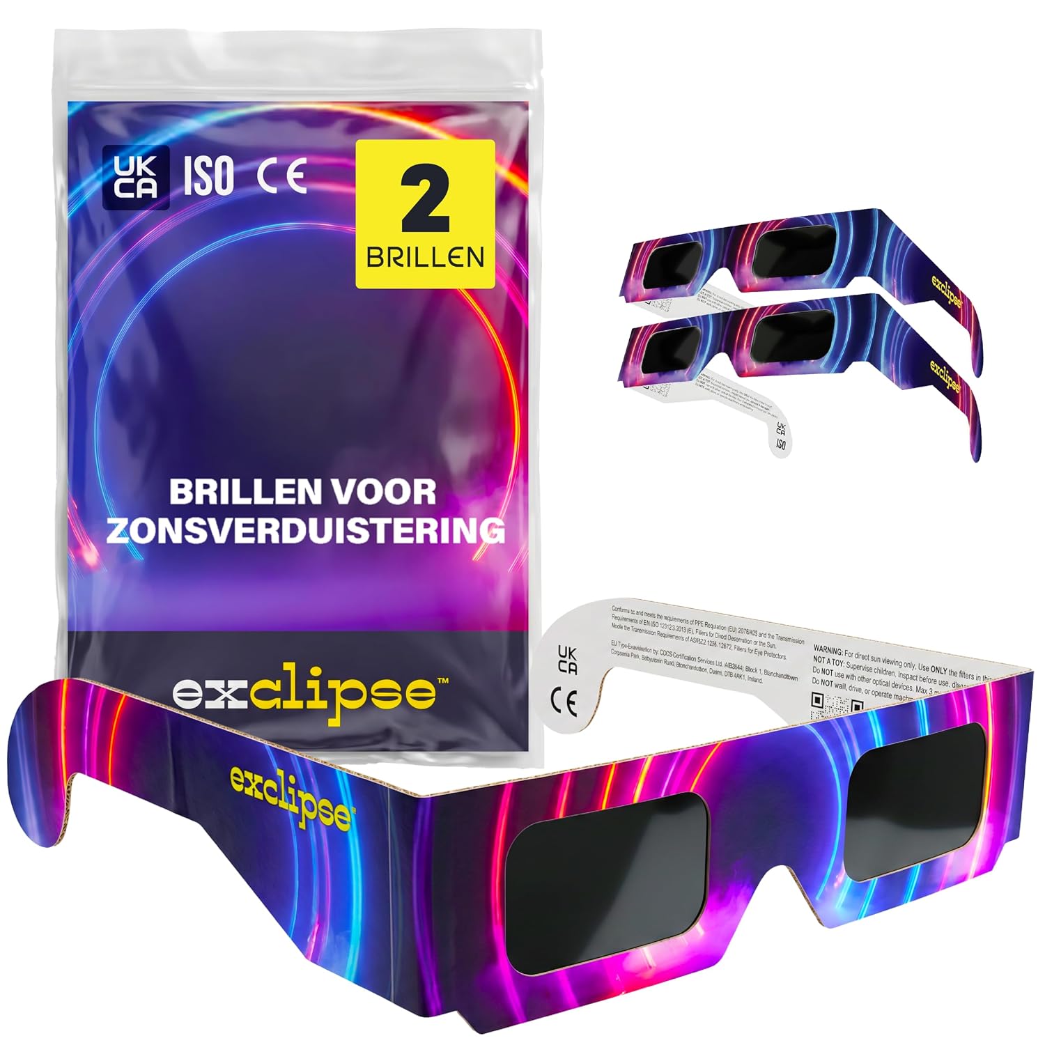 Zonsverduisteringsbrillen – ISO 12312-2 en CE & UKCA-gecertificeerd, veilige oogbescherming, observatie van de zon, AAS 2026, multipack