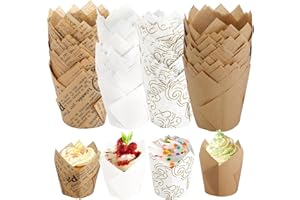 Rubessia Moules Caissettes Cupcake 200 Pièces,Caissettes Muffins Papier,Caissettes Cupcake Tulipe,Caissettes Cupcake pour la Pâtisserie & la Décoration,Idéales pour les Mariages,Fêtes