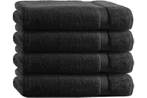 ‎CLASS HOME COLLECTION Class Home Collection Frottee Handtücher 50x100 cm – 4er Handtuch-Set aus 100% Baumwolle, besonders weich und saugfähig, mit Aufhänger, in Schwarz