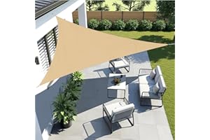 LOVE STORY Vela ombreggiante Triangolare 4x4x4m Impermeabile Tenda a Vela Sabbia Tenda da sole per esterno，PES Poliéster Protezione UV al 95% per Esterno,Giardino,Terrazzo,Balcone,Patio