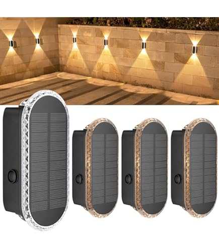 ELLASAY Wandlamp op zonne-energie, voor tuin, hek, 8-1200 mAh, Up and Down zonnelamp voor buiten, IP65, waterdicht, krachtige verlichting met 3000 K/4000 K/6500 K