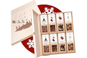 ‎WELLNUSS WELLNUSS „Limitierte Weihnachtsedition“ – 8 Premium Snacks in edler Birkenholzbox – Gourmet Geschenkset mit Nüssen, Früchten & Schokolade – Exklusives Weihnachts Geschenk für Feinschmecker
