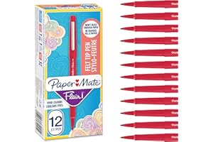 Paper Mate Flair Felt Tip Pens | Medium Point (0.7 mm) Marker Pens | Red Pens | For WritingMarkingDrawing & Sketching | 12 Count