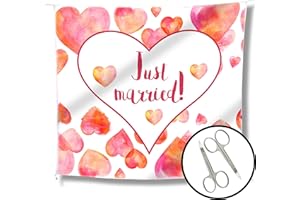 ‎WEDDINGTREE WeddingTree Hochzeitsherz zum Ausschneiden für das Brautpaar und 2 Scheren - Hochzeitsherz zum Ausschneiden Just Married - Laken Hochzeit - Spiel für das Brautpaar - Hochzeitsherz ausschneiden