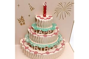 CATTLEYAHQ Tarjetas de felicitación 3D emergentes, tarjetas de regalos creativas para cumpleaños, día de la madre, aniversario de matrimonio, amantes (pastel de cumpleaños)