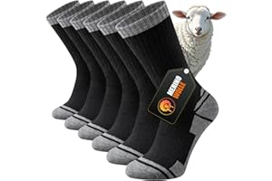 Stoeury Merino Wandersocken Herren Damen, Dicke Thermosocken Wintersocken, Warme Merinowolle Outdoor Socken, Anti Blase Gepolsterte Trekkingsocken, Atmungsaktiv Sportsocken 3 Paar