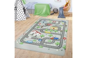 TT Home Tappeto Bambini Cameretta Da Gioco Bebè Ragazzi Tappeto Stradale Auto Città, Colore:Grigio, Dimensione:155x230 cm