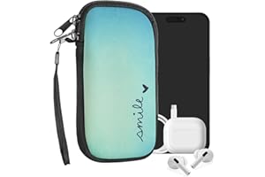 ‎KWMOBILE kwmobile Handytasche für Smartphones L - 6,5" - Neopren Handy Tasche Hülle Cover Case Schutzhülle - Smile Blau Türkis - 16,5 x 8,9 cm Innenmaße