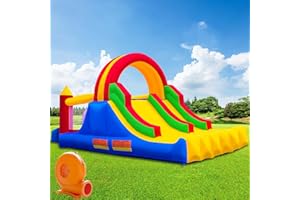 Ballsea Inflatable Bounce House Large Bouncy Castles Dual Slide Trampoline Climbing Wall with Blower for Kids Age 3-10, 4.88 x 2.23 x 2.2m