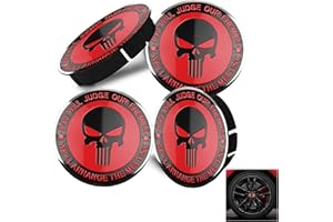 LONGHAO 4 pcs Coprimozzi Teschio,Coprimozzo Craneo,Coprimozzi Coprimozzo,Coprimozzi Coprimozzo per Centro,Auto Coprimozzo Universale,Coprimozzo Diametro 56mm,Punisher Skull Teschio,per Copri