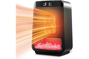 NEULRISCN Chauffage d'Appoint, Chauffage Electrique Soufflant Radiateur Soufflant Salle de Bain, d'une Vraie Cheminée Minuterie 1-8H, Mode éco, Chauffage Céramique PTC Rapide de 1500 W en Toute Sécurité